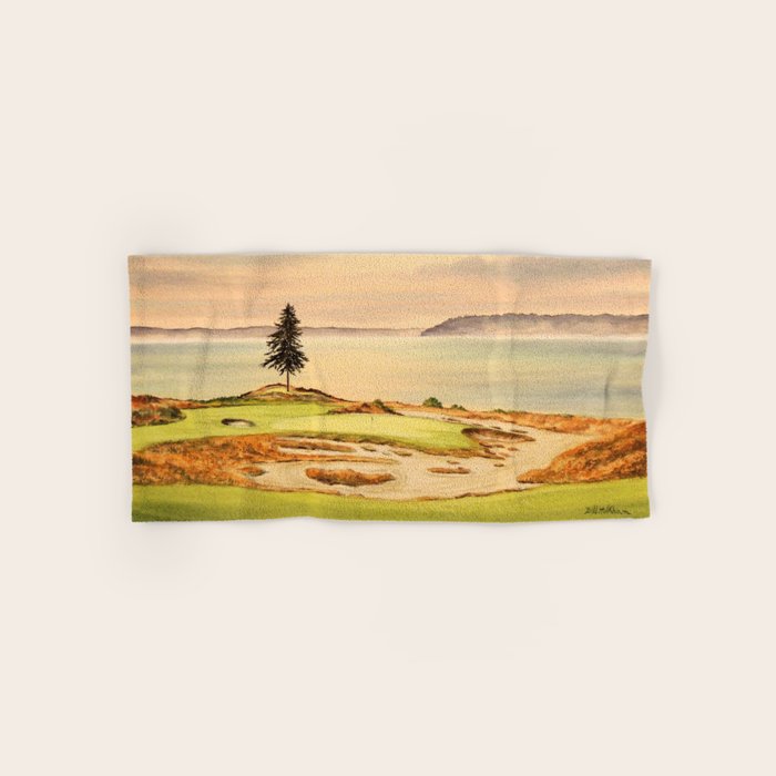 Chambers Bay Golf Course 15th Hole Bath Towel Gallery Image 1