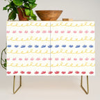 Abstract Cookie Pattern Doodle in White & Pink Credenza Gallery Image 1