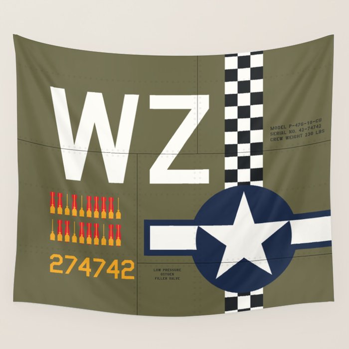 Aircraft Markings - USA P-47 Wall Tapestry Gallery Image 4