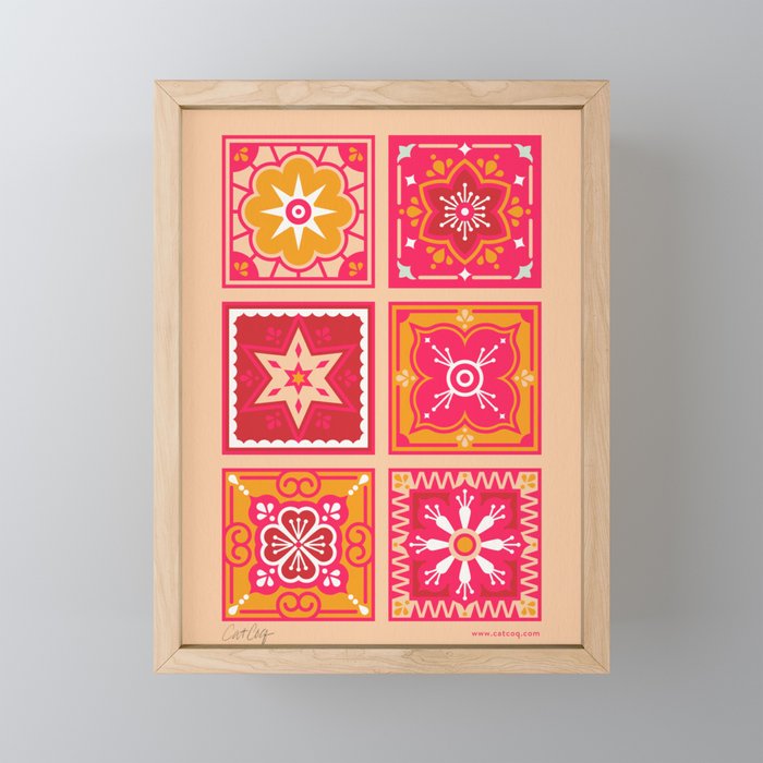 Talavera Mexican Tile - Hot Pink & Orange Palette Mini Art Print Gallery Image 1