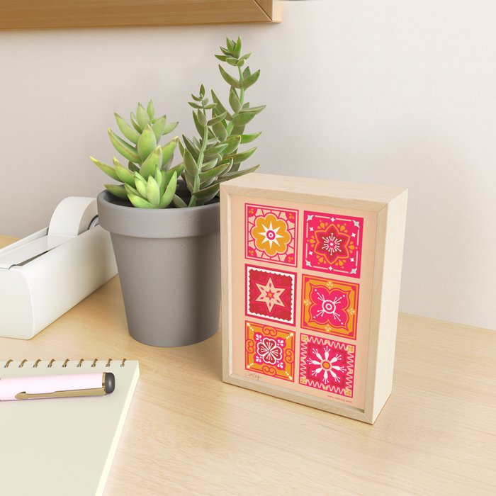 Talavera Mexican Tile - Hot Pink & Orange Palette Mini Art Print Gallery Image 2