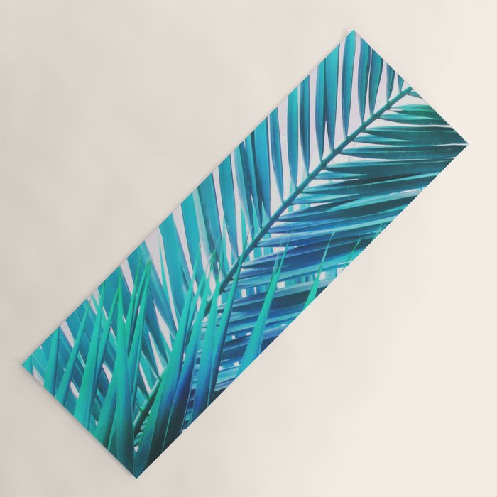 Turquoise Palm Leaves Yoga Mat Gallery Image 1
