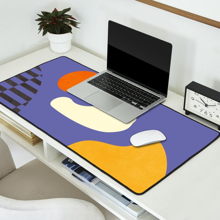 minimal shapes modern with cloud and sun Desk Mat Gallery Image 2