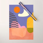 minimal shapes modern with cloud and sun Wrapping Paper Gallery Image 1
