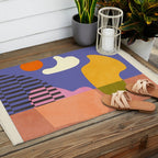 minimal shapes modern with cloud and sun Outdoor Rug Gallery Image 2
