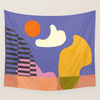 minimal shapes modern with cloud and sun Wall Tapestry Gallery Image 4