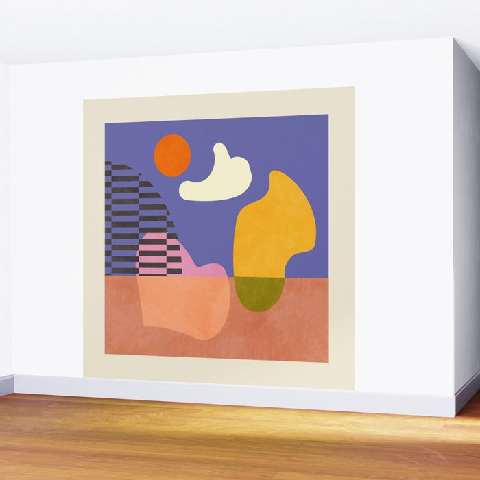 minimal shapes modern with cloud and sun Wall Mural Gallery Image 2