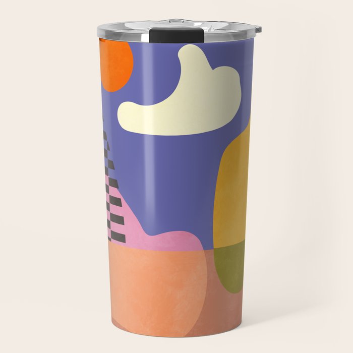 minimal shapes modern with cloud and sun Travel Mug Gallery Image 1