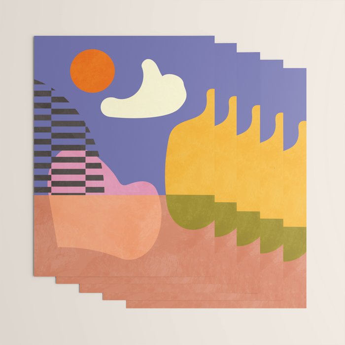 minimal shapes modern with cloud and sun Wrapping Paper Gallery Image 3
