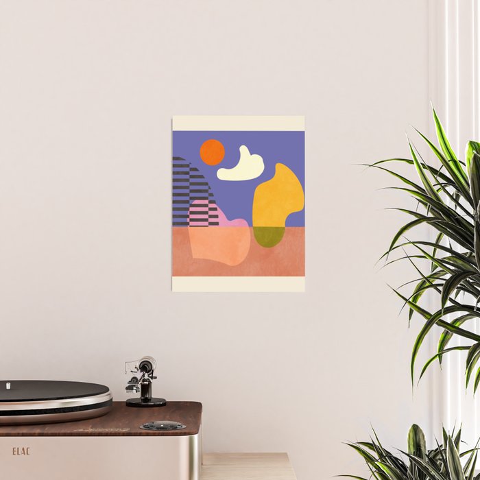 minimal shapes modern with cloud and sun Poster Gallery Image 2