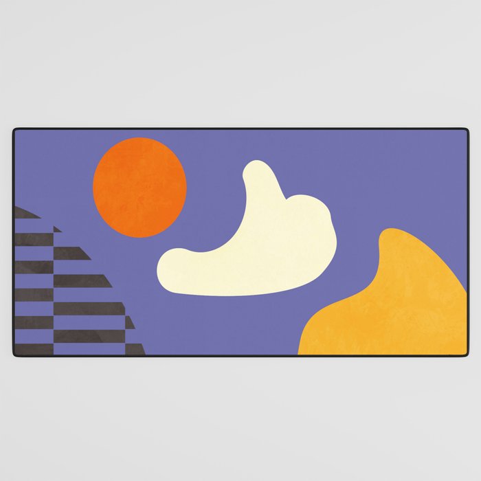minimal shapes modern with cloud and sun Desk Mat Gallery Image 3