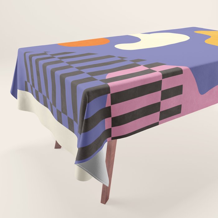 minimal shapes modern with cloud and sun Tablecloth Gallery Image 1