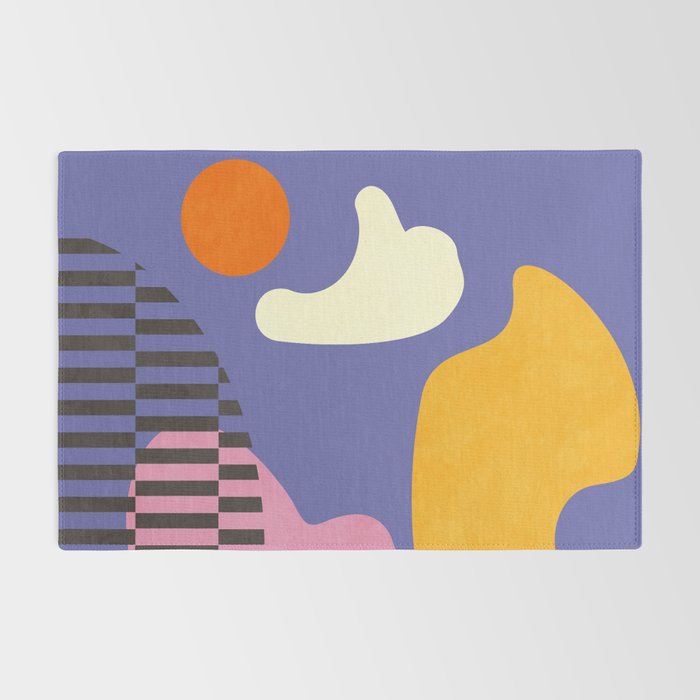 minimal shapes modern with cloud and sun Rug Gallery Image 2