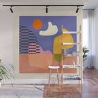 minimal shapes modern with cloud and sun Wall Mural Gallery Image 1