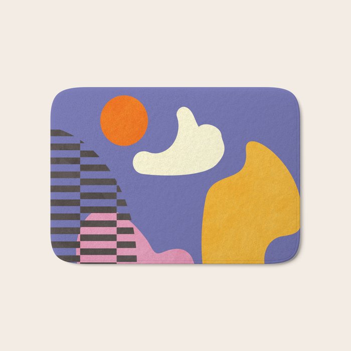minimal shapes modern with cloud and sun Bath Mat Gallery Image 1