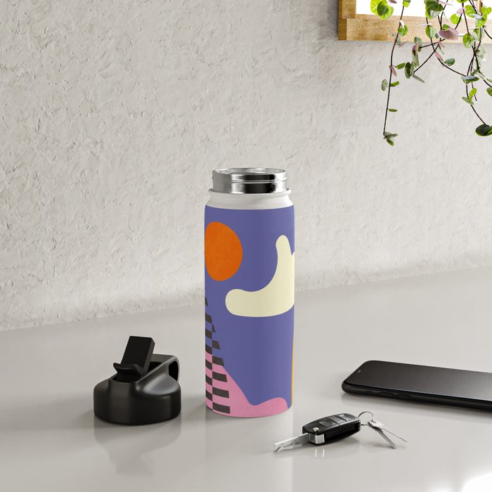 minimal shapes modern with cloud and sun Water Bottle Gallery Image 4