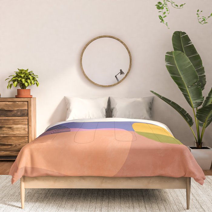 minimal shapes modern with cloud and sun Comforter Gallery Image 3