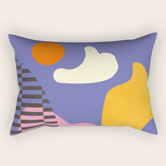 minimal shapes modern with cloud and sun Rectangular Pillow Gallery Image 2