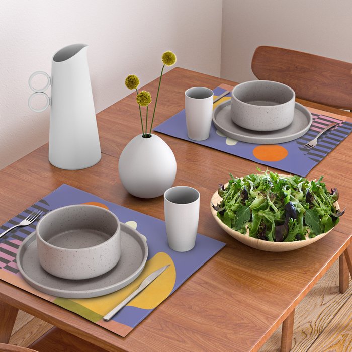 minimal shapes modern with cloud and sun Placemat Gallery Image 2