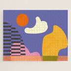 minimal shapes modern with cloud and sun Jigsaw Puzzle Gallery Image 1