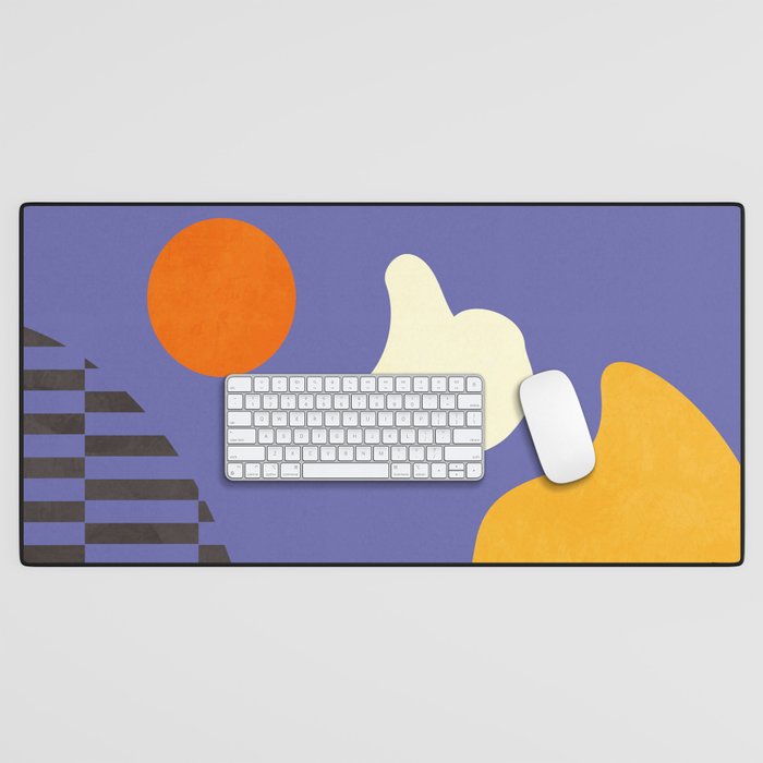 minimal shapes modern with cloud and sun Desk Mat Gallery Image 1