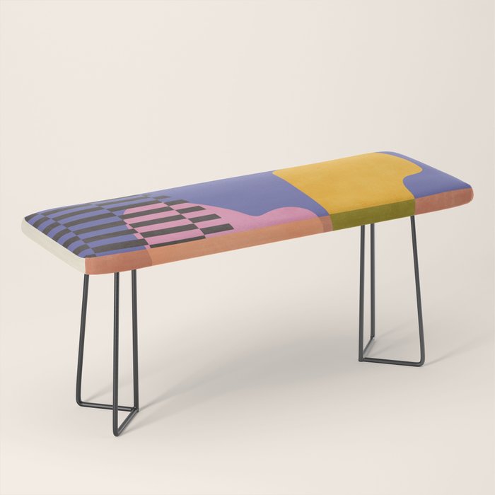 minimal shapes modern with cloud and sun Bench Gallery Image 1