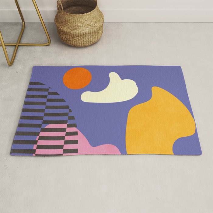 minimal shapes modern with cloud and sun Rug Gallery Image 1