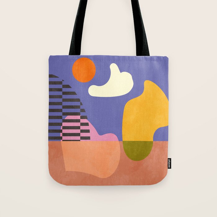 minimal shapes modern with cloud and sun Tote Bag Gallery Image 1