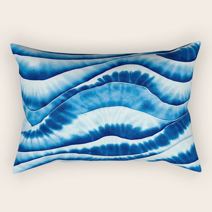 Shibori: Japanese Indigo Tie-Dye Pattern 01 Rectangular Pillow Gallery Image 1