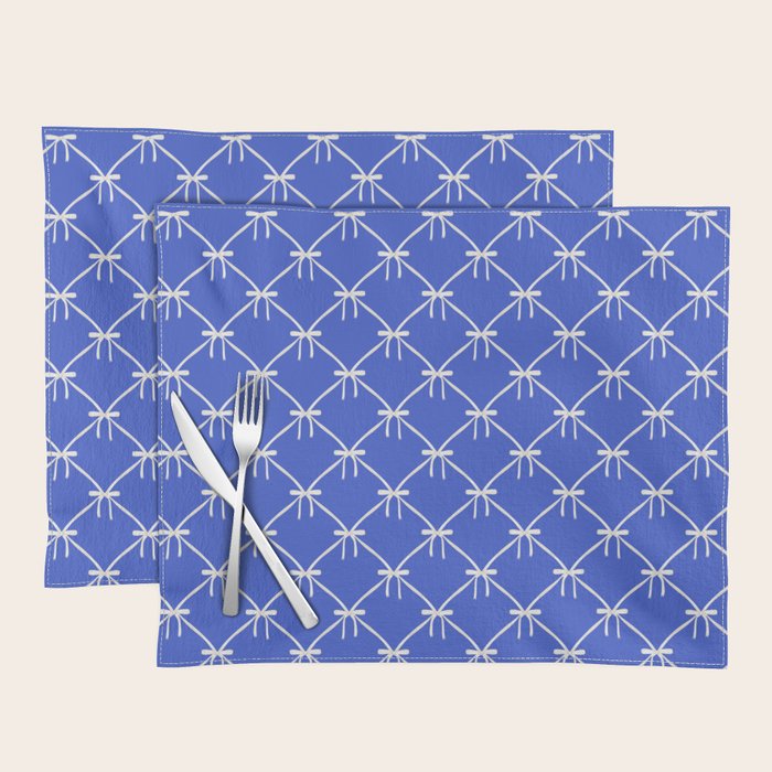Bows & Ribbons Pattern XLVIII Bright Blue Placemat Gallery Image 1