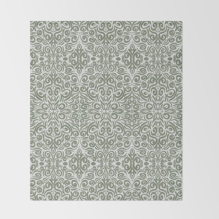 Vintage Green Spirals Throw Blanket Gallery Image 2