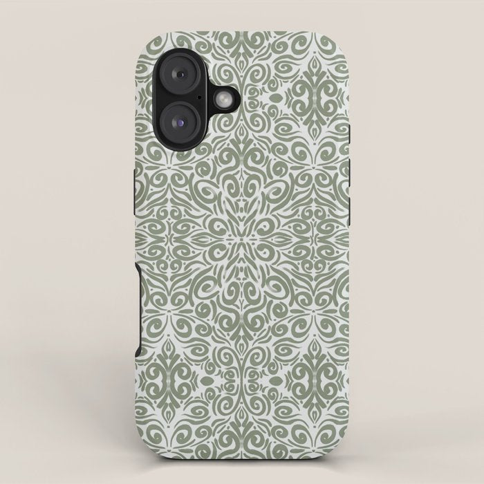 Vintage Green Spirals iPhone Case Gallery Image 1