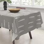 Raindrops, Gray, Minimalism, Abstract Art Tablecloth Gallery Image 3