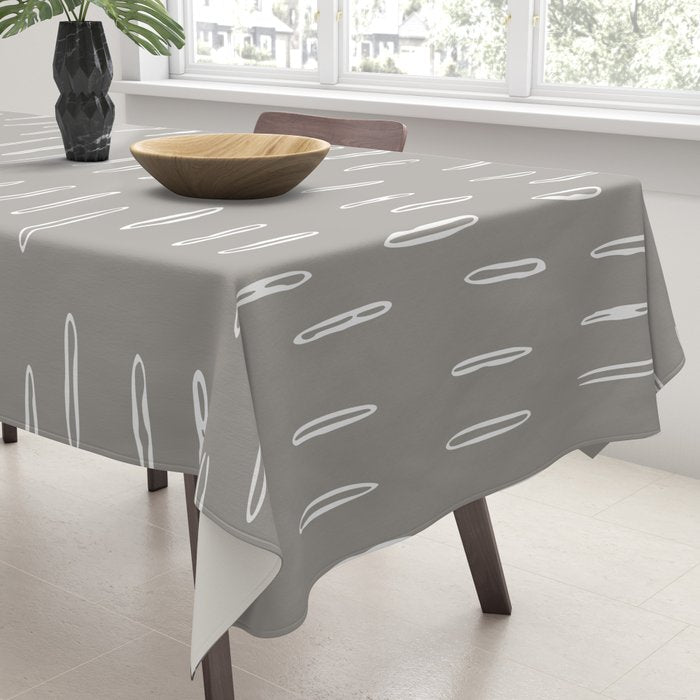 Raindrops, Gray, Minimalism, Abstract Art Tablecloth Gallery Image 3