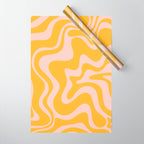 Liquid Swirl Retro Abstract Pattern in Mustard Orange and Light Blush Pink Wrapping Paper Gallery Image 1