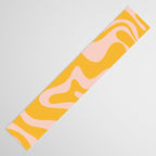 Liquid Swirl Retro Abstract Pattern in Mustard Orange and Light Blush Pink Table Runner Gallery Image 3
