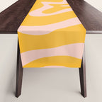 Liquid Swirl Retro Abstract Pattern in Mustard Orange and Light Blush Pink Table Runner Gallery Image 1