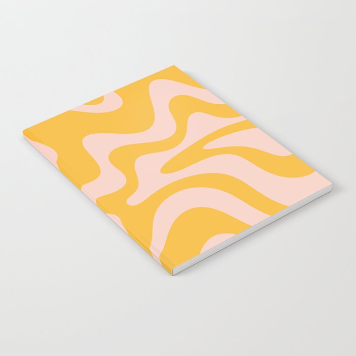 Liquid Swirl Retro Abstract Pattern in Mustard Orange and Light Blush Pink Notebook Gallery Image 2