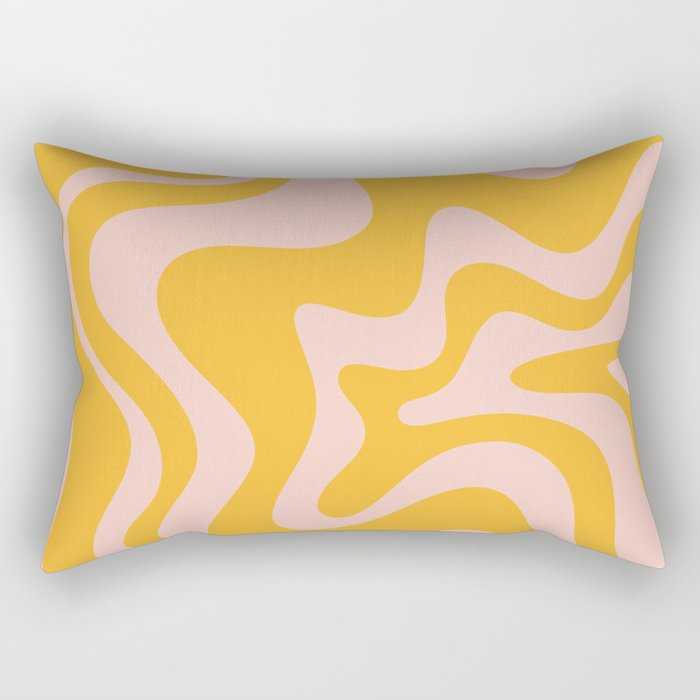 Liquid Swirl Retro Abstract Pattern in Mustard Orange and Light Blush Pink Rectangular Pillow Gallery Image 2