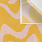 Liquid Swirl Retro Abstract Pattern in Mustard Orange and Light Blush Pink Wall Tapestry Gallery Image 3