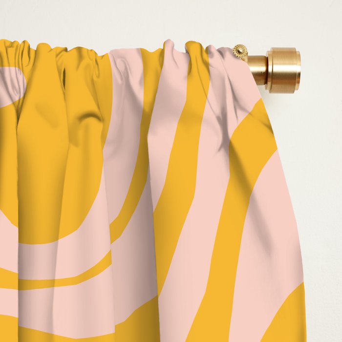 Liquid Swirl Retro Abstract Pattern in Mustard Orange and Light Blush Pink Window Curtain Gallery Image 2