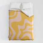 Liquid Swirl Retro Abstract Pattern in Mustard Orange and Light Blush Pink Duvet Cover Gallery Image 6