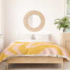 Liquid Swirl Retro Abstract Pattern in Mustard Orange and Light Blush Pink Duvet Cover Gallery Image 3