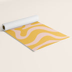 Liquid Swirl Retro Abstract Pattern in Mustard Orange and Light Blush Pink Yoga Mat Gallery Image 2