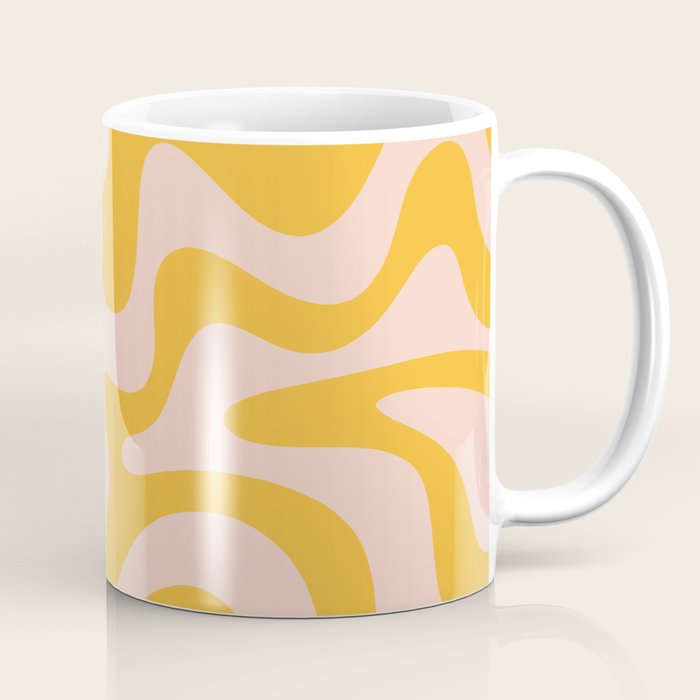 Liquid Swirl Retro Abstract Pattern in Mustard Orange and Light Blush Pink Coffee Mug Gallery Image 1