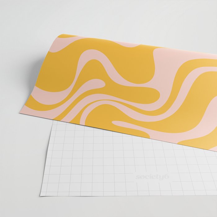 Liquid Swirl Retro Abstract Pattern in Mustard Orange and Light Blush Pink Wrapping Paper Gallery Image 2