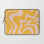Liquid Swirl Retro Abstract Pattern in Mustard Orange and Light Blush Pink Laptop Sleeve Gallery Image 1