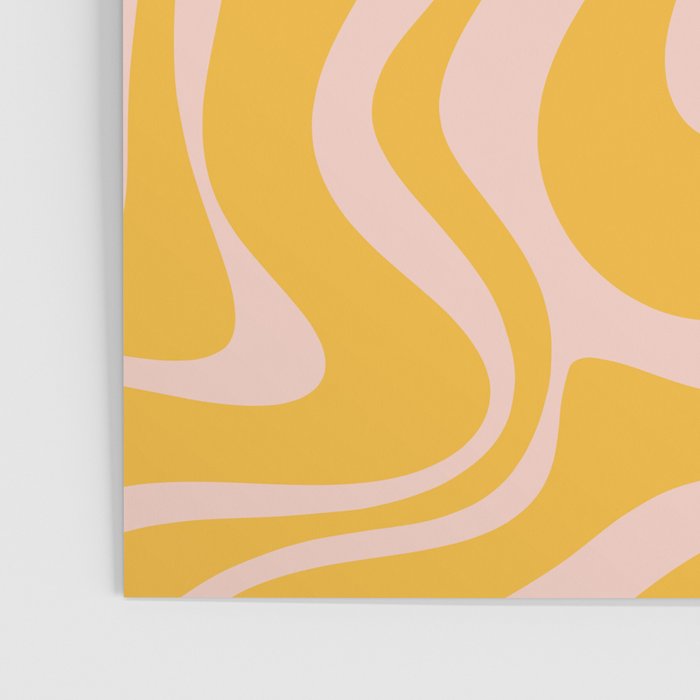 Liquid Swirl Retro Abstract Pattern in Mustard Orange and Light Blush Pink Poster Gallery Image 3