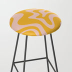 Liquid Swirl Retro Abstract Pattern in Mustard Orange and Light Blush Pink Stool Gallery Image 2