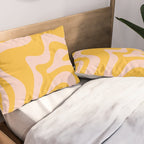 Liquid Swirl Retro Abstract Pattern in Mustard Orange and Light Blush Pink Pillow Sham Gallery Image 2